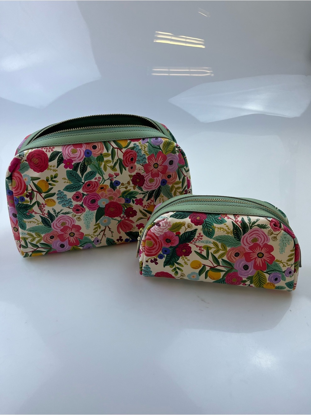 Rifle Paper Co. Green Floral Cosmetic Bag Set N259-21